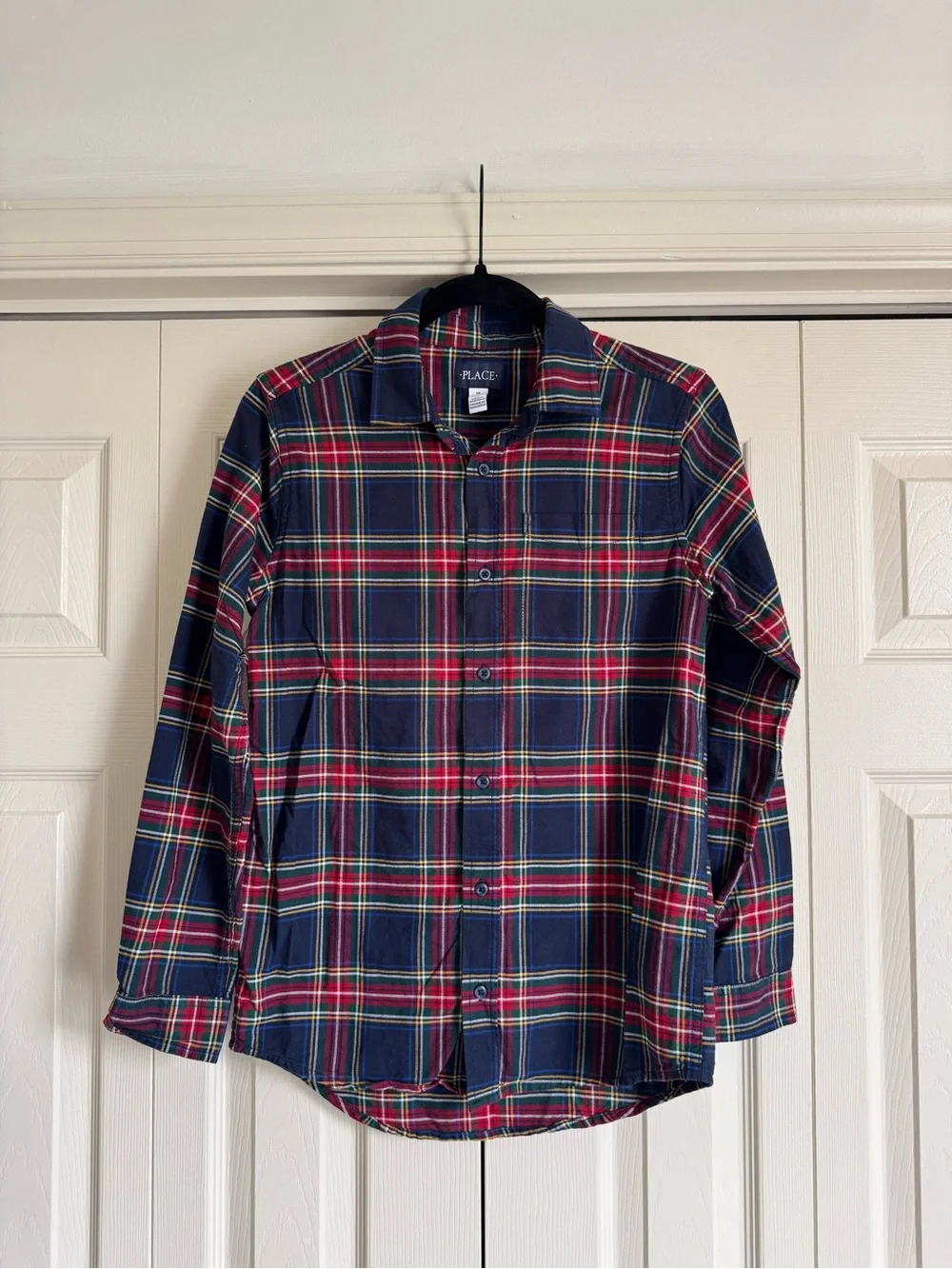 Children’s Place Holiday Plaid Button Down Shirt Boys Size 16